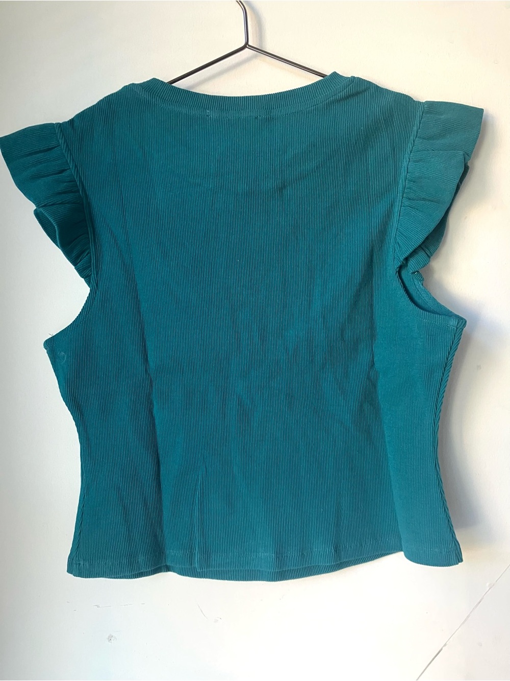 Free the Roses Teal Ribbed Ruffle Sleeve Tank - Picture 7 of 7